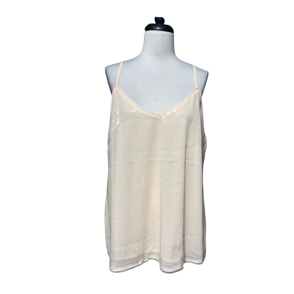 Grace Karin NWT XL Nude Tone Strappy Sequin Blouse